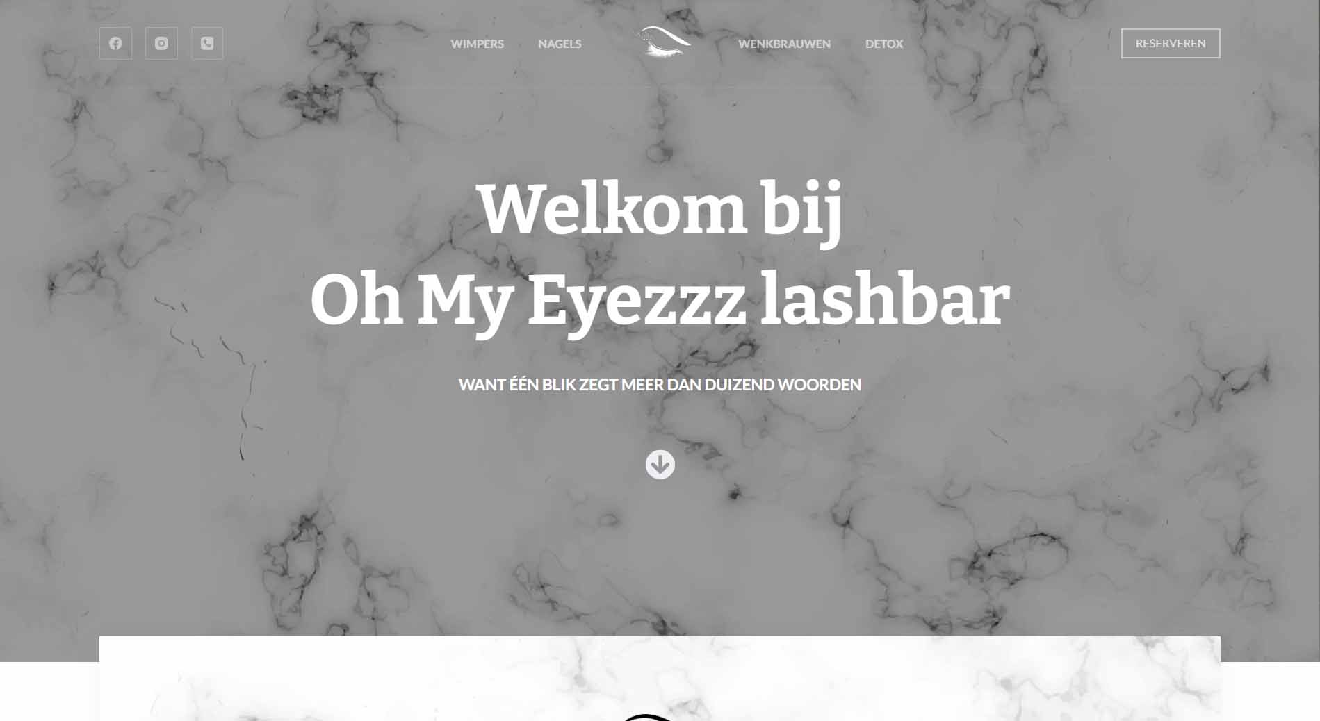 ohmyeyezzzlashbar website boekingsportaal boekingsmodule pixeltree zwart-wit