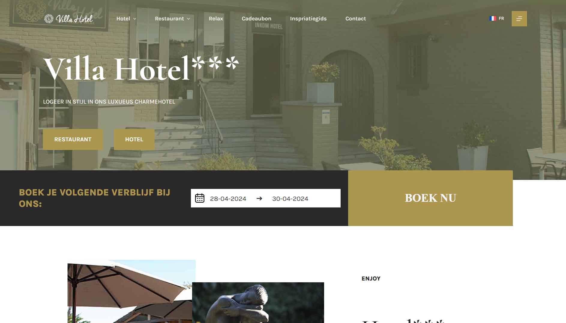 Villa hotel website voor hotel restaurant meerdere talen